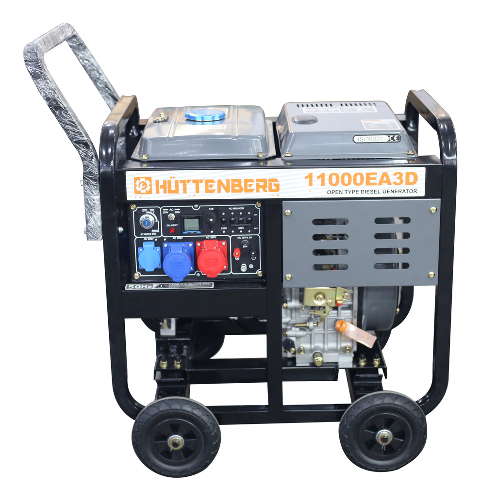 Groupe électrogène diesel ouvert 11000EA3D – 11 kVA – Triphasé 380V – AVR – Démarrage électrique – Usage professionnel