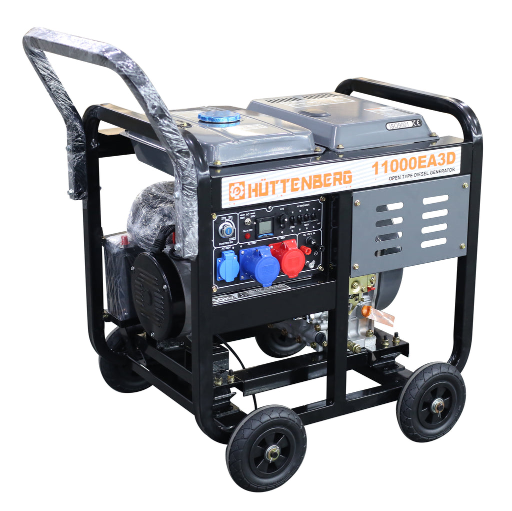 Groupe électrogène diesel ouvert 11000EA3D – 11 kVA – Triphasé 380V – AVR – Démarrage électrique – Usage professionnel