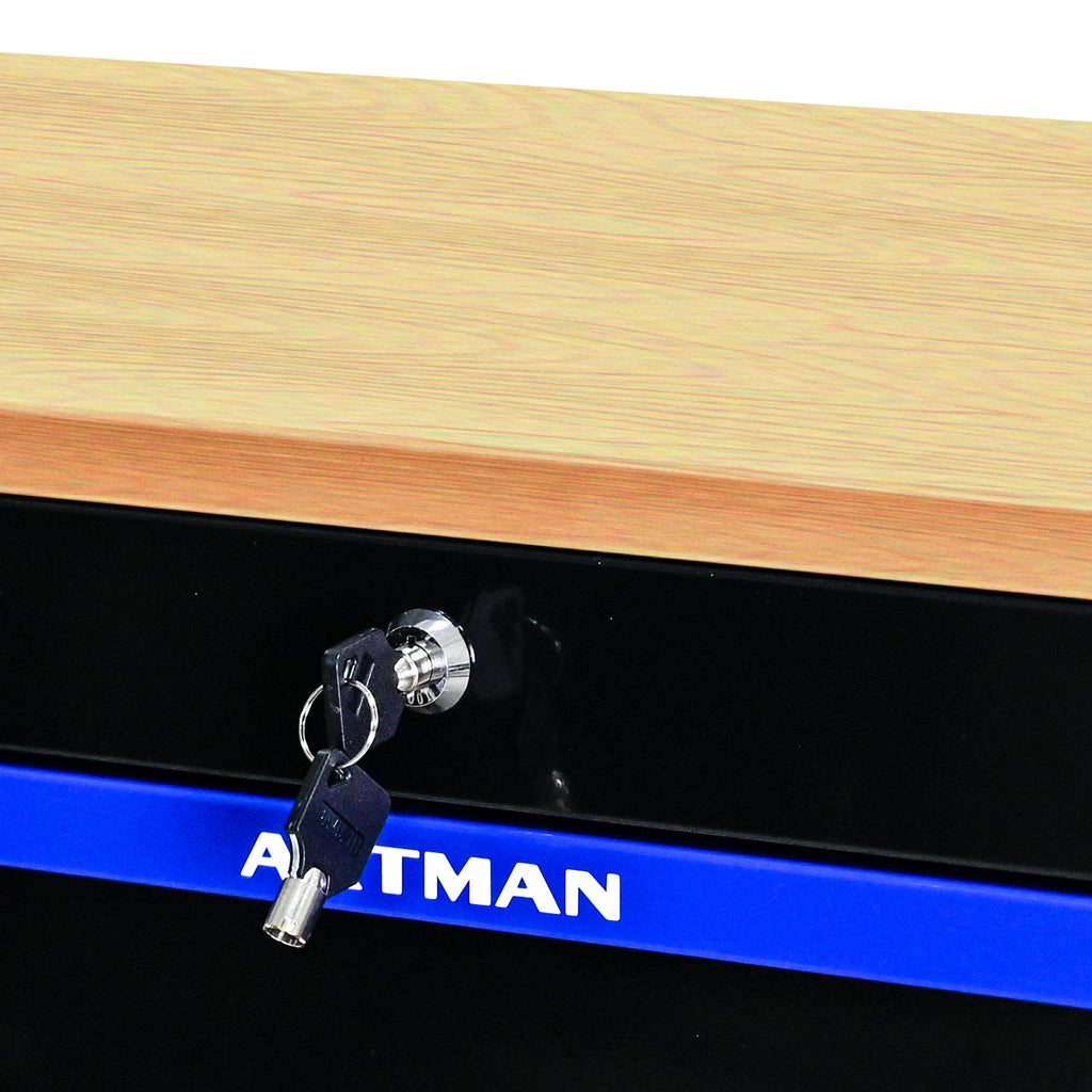 Servante d'Atelier Artman 1120x455x1000mm Très Grande Capacité  13 tiroirs – Noir/Bleu CD-4512WOOD