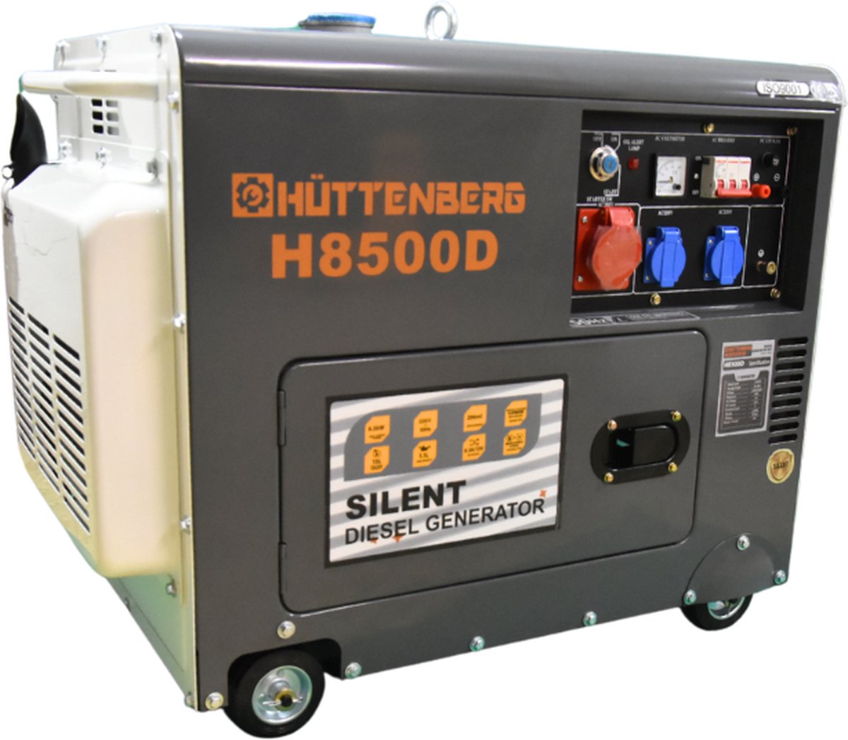 Huttenberg H8500D Groupe Électrogène Diesel 5 KVA – 5000W – Mobile – Démarrage Électrique – AVR – Alimentation de Secours