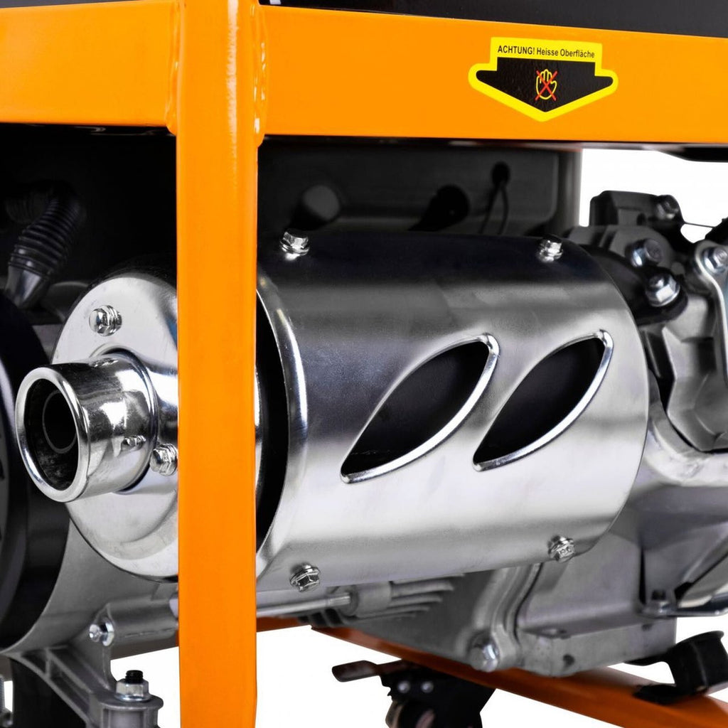 Groupe électrogène silencieux Huttenberg H8500W 3,3 kW – Essence – Mobile – Alimentation de secours - Orange