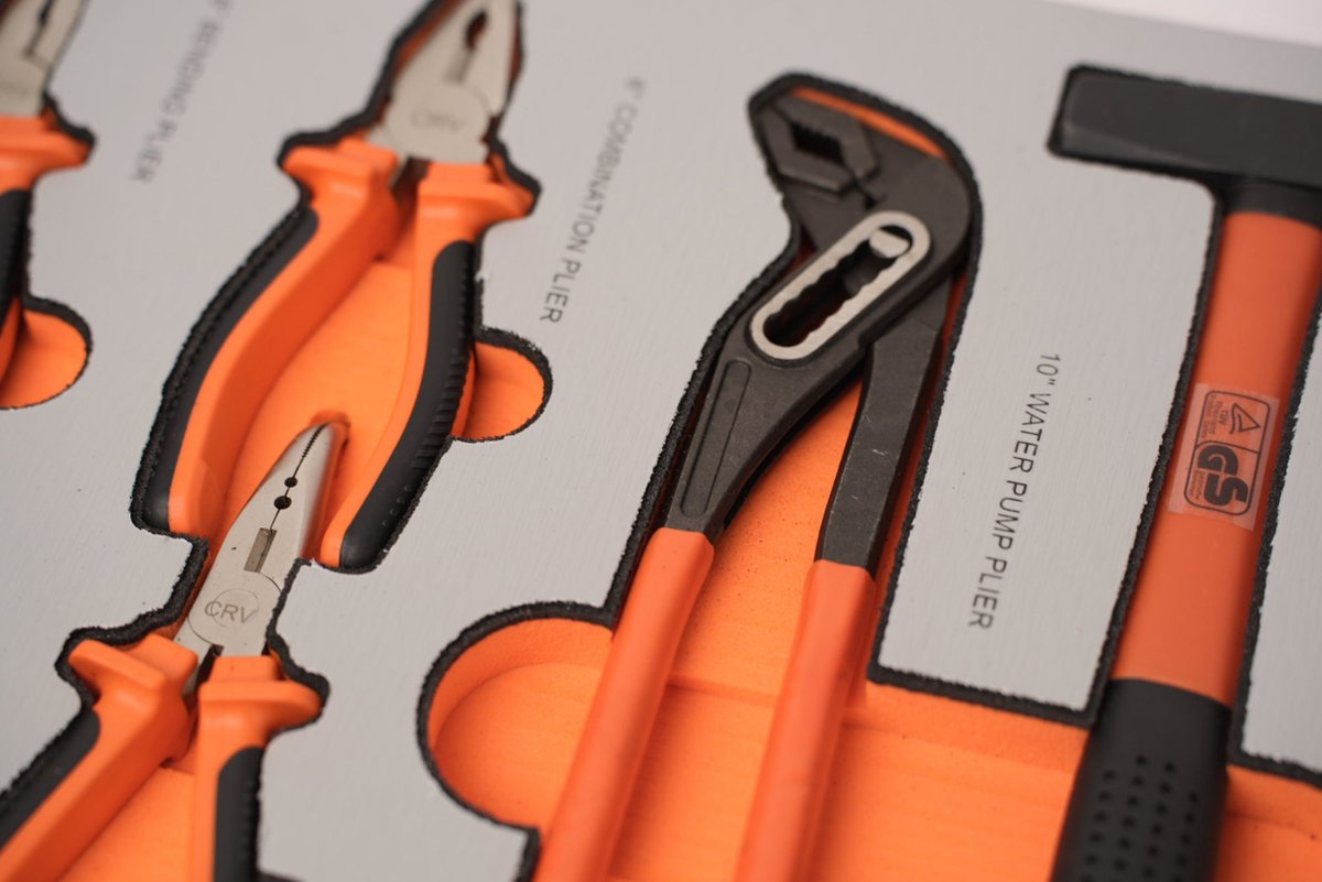 Huttenberg Servante d’Atelier 6 tiroirs rempli sur 7 avec Plan de Travail en acier – Chariot à Outils Professionnel Mobile – Atelier & Garage