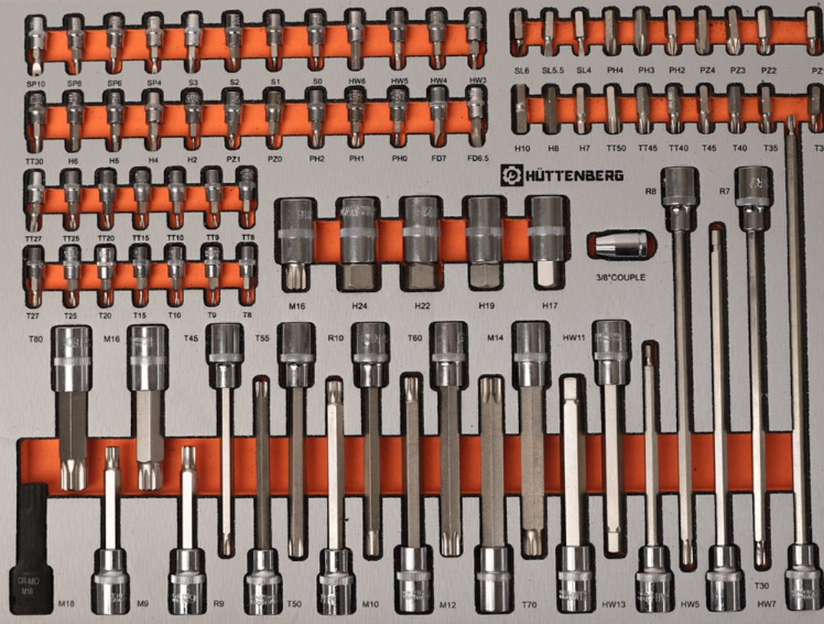 Huttenberg Servante d’Atelier 6 tiroirs rempli sur 7 avec Plan de Travail en acier – Chariot à Outils Professionnel Mobile – Atelier & Garage