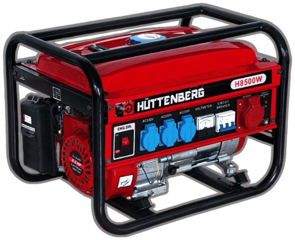Groupe électrogène à essence Huttenberg H8500W Hand Start – Générateur 2500 W – Alimentation de secours maison, chantier & plein air