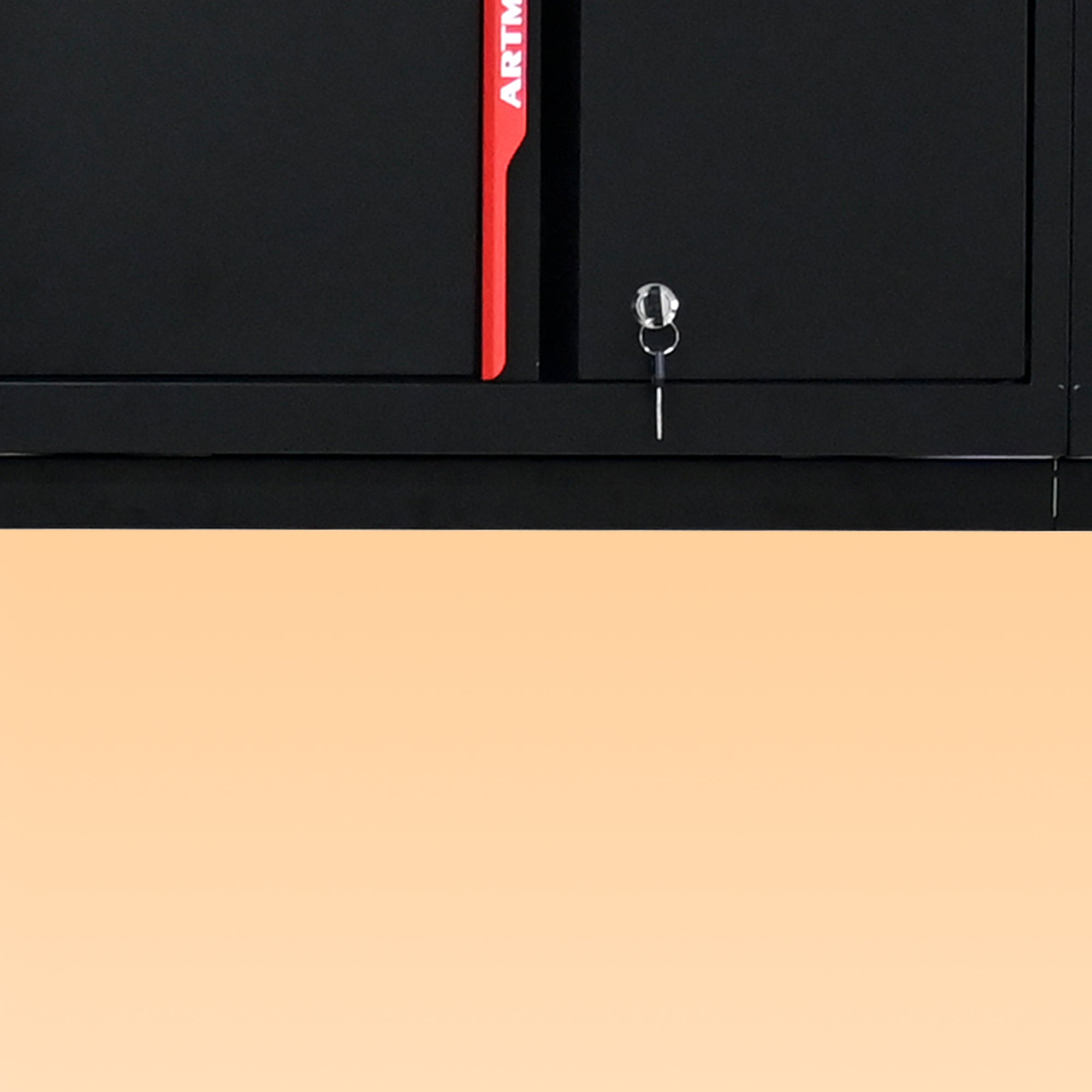 Set de meubles de garage Artman 5 pièces – Noir & rouge – Armoires murales et sur pied avec plan de travail et serrures - CD-3000LWB