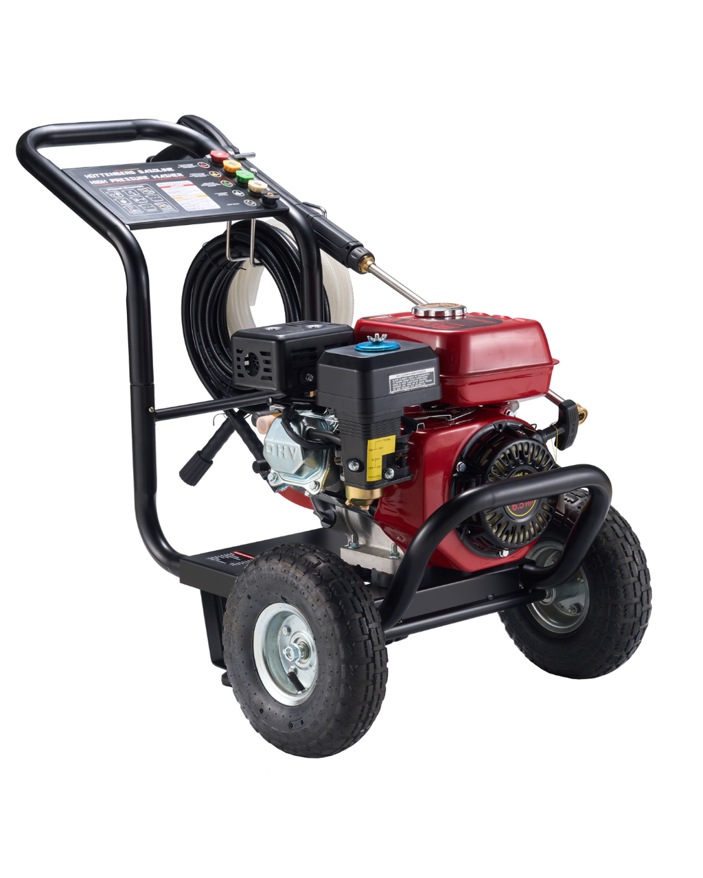 Huttenberg Washers Nettoyeur Haute Pression Rouge – Pression Réglable – Pistolet Haute Pression – Roues Pneumatiques – Usage Extérieur & Professionnel