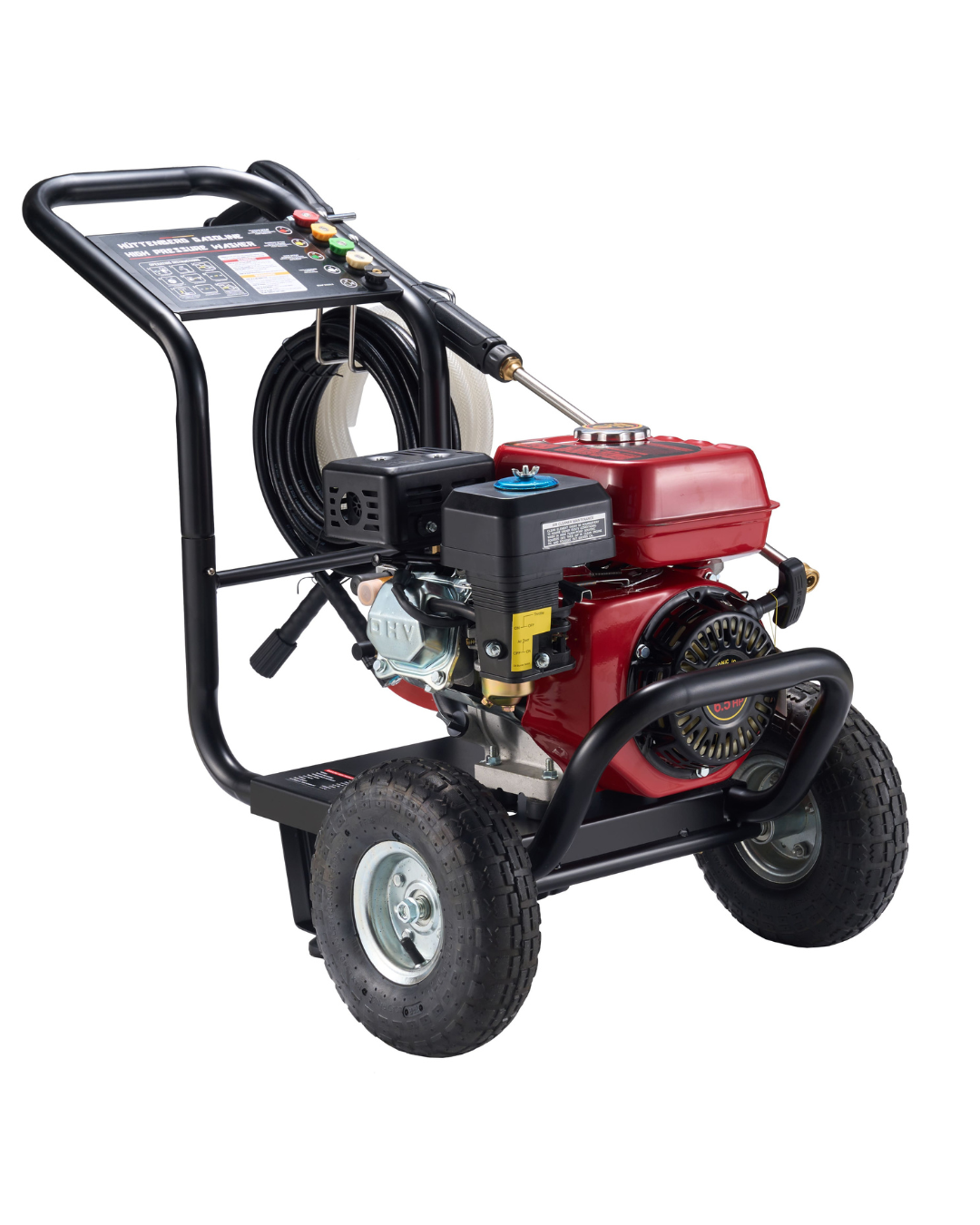 Huttenberg Washers Nettoyeur Haute Pression Rouge – Pression Réglable – Pistolet Haute Pression – Roues Pneumatiques – Usage Extérieur & Professionnel