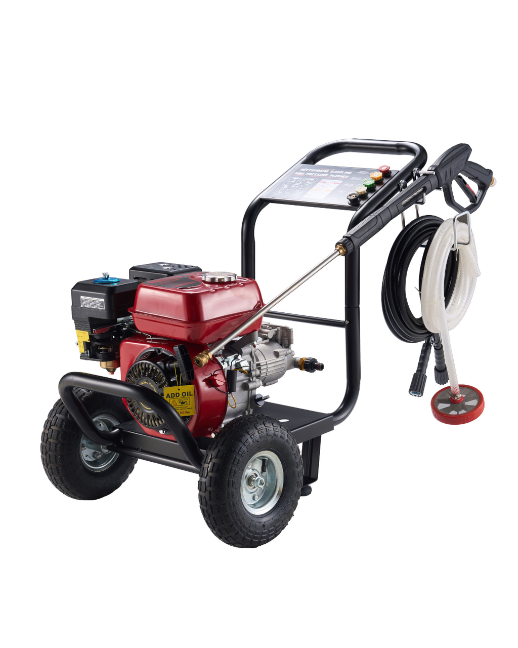 Huttenberg Washers Nettoyeur Haute Pression Rouge – Pression Réglable – Pistolet Haute Pression – Roues Pneumatiques – Usage Extérieur & Professionnel