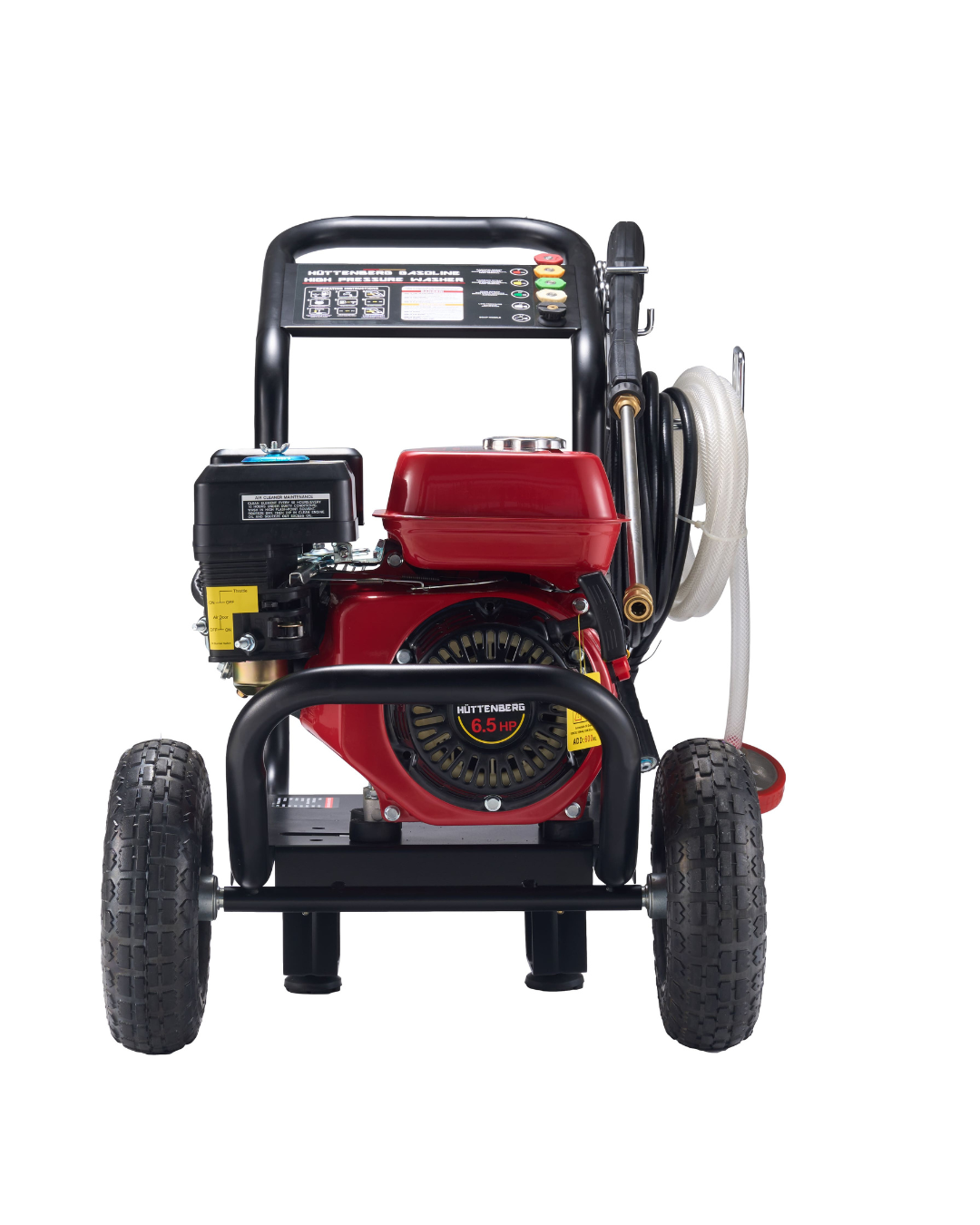 Huttenberg Washers Nettoyeur Haute Pression Rouge – Pression Réglable – Pistolet Haute Pression – Roues Pneumatiques – Usage Extérieur & Professionnel