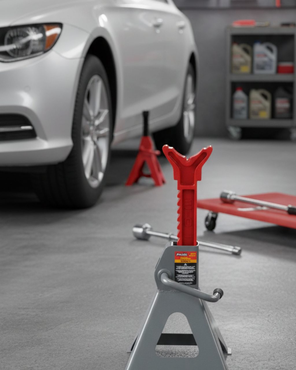 Huttenberg Chandelles / Stands / Support de Voiture 3 Tonnes – Jeu de 2 – Réglables avec Double Sécurité – Supports de Levage en Acier pour Atelier & Garage