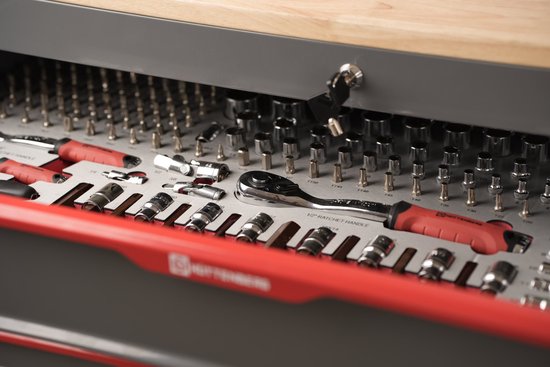 Hüttenberg TitanVault Pro-12 – Chariot d’Atelier Professionnel 12 Tiroirs avec 9 Modules d’Outils Complets – 485 Pièces