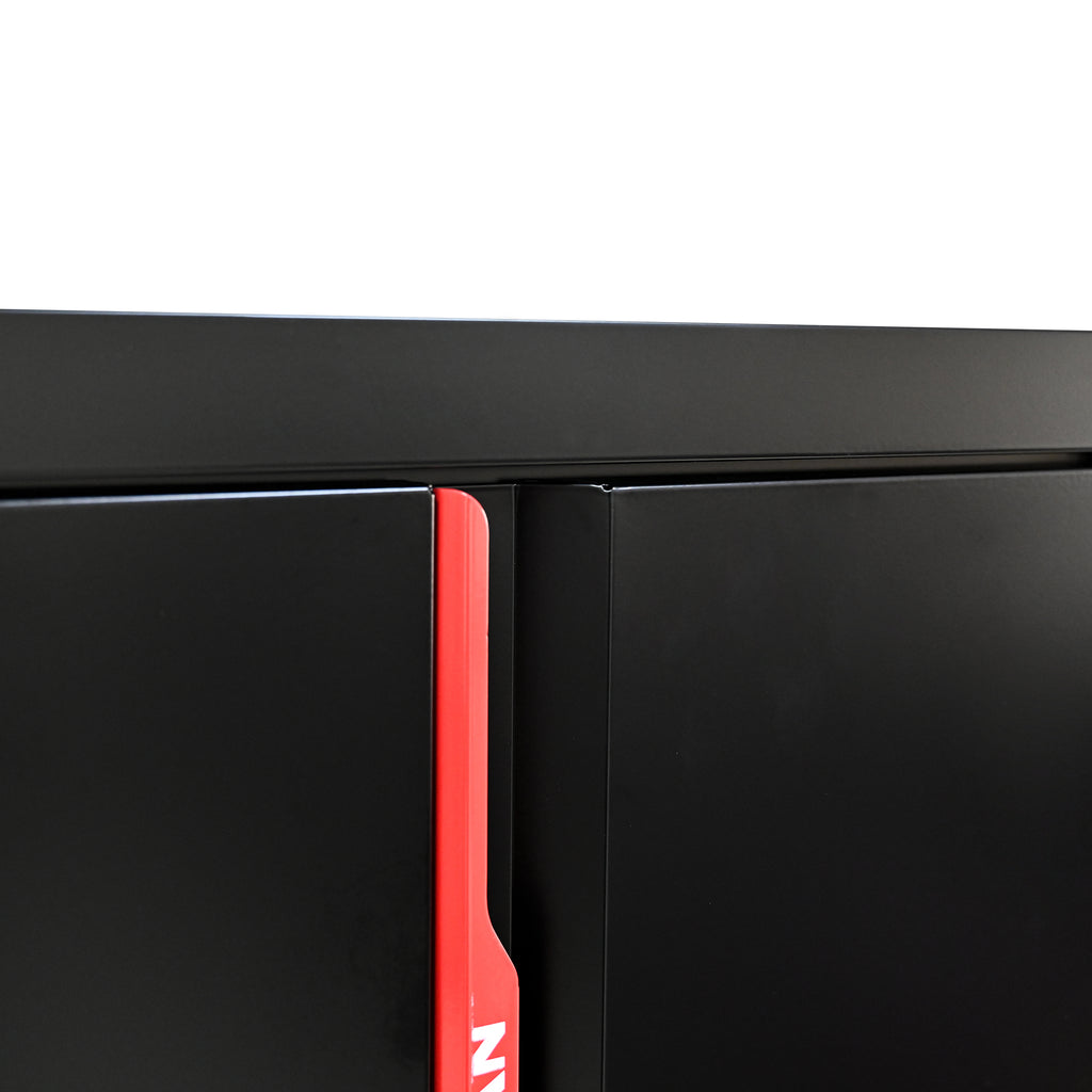 Set de meubles de garage Artman 5 pièces – Noir & rouge – Armoires murales et sur pied avec plan de travail et serrures - CD-3000LWB