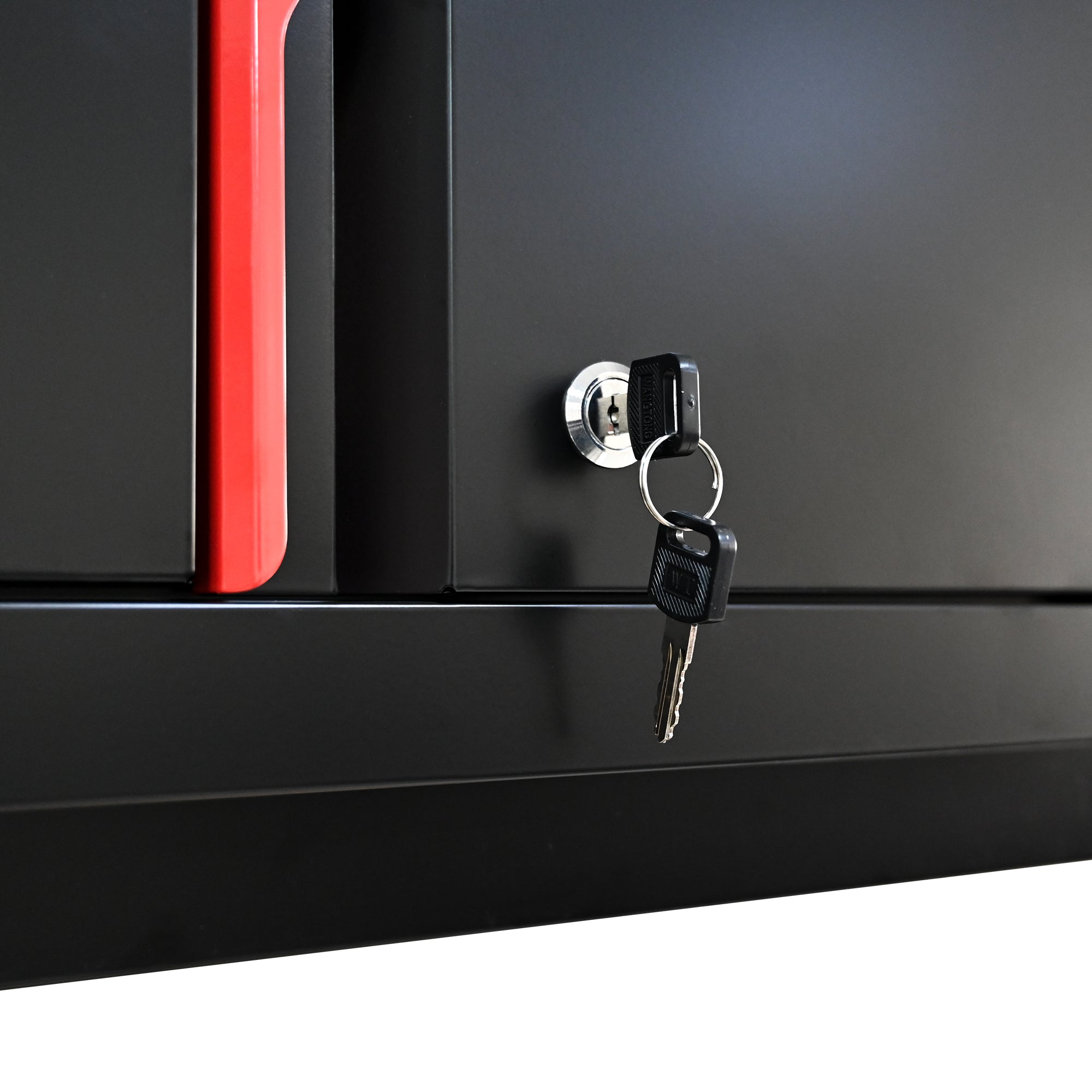 Set de meubles de garage Artman 5 pièces – Noir & rouge – Armoires murales et sur pied avec plan de travail et serrures - CD-3000LWB