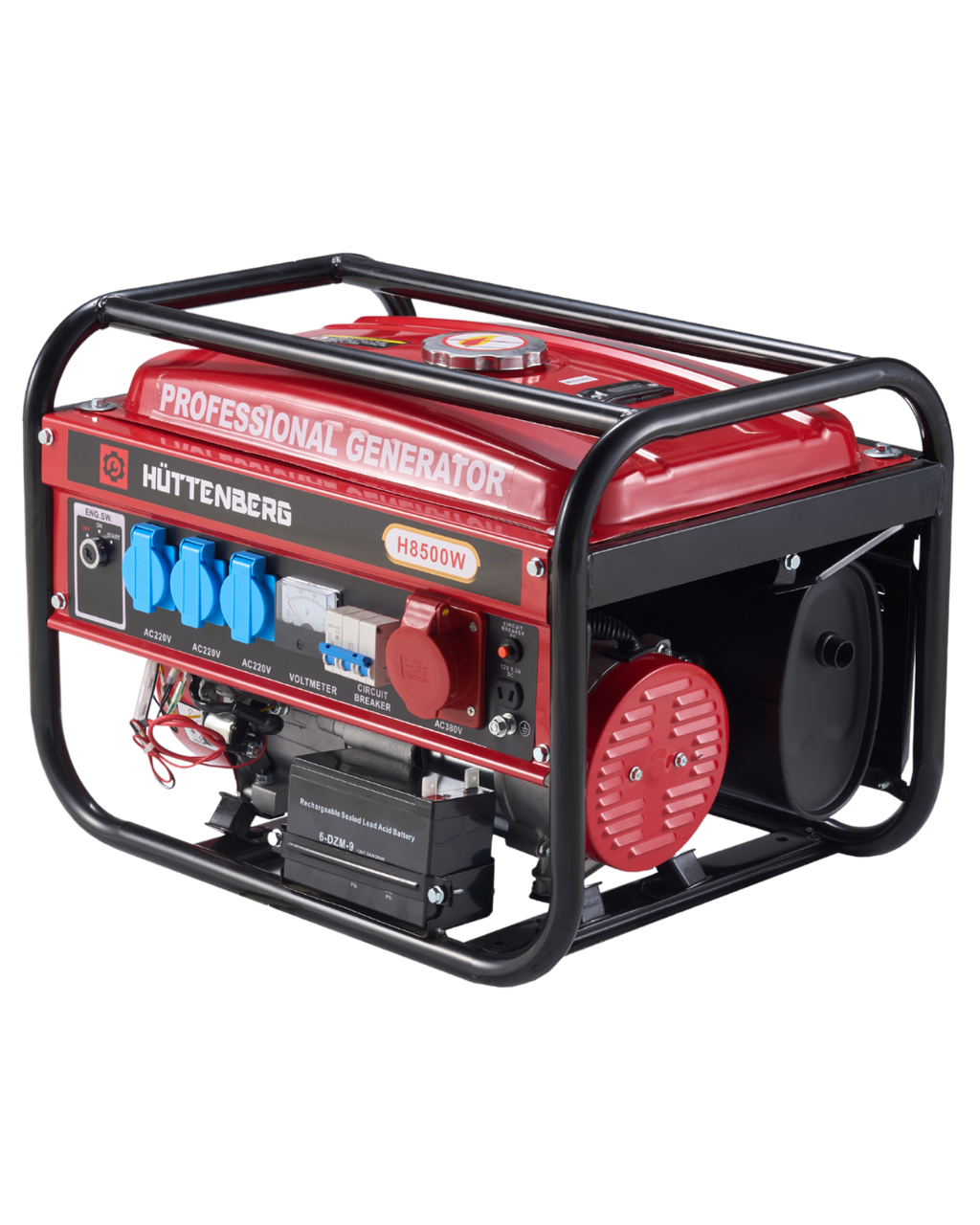 Huttenberg H8500W Groupe Électrogène Essence 8500W avec Batterie – Démarrage Électrique – Prises 220V / 380V – Usage Maison, Atelier & Extérieur