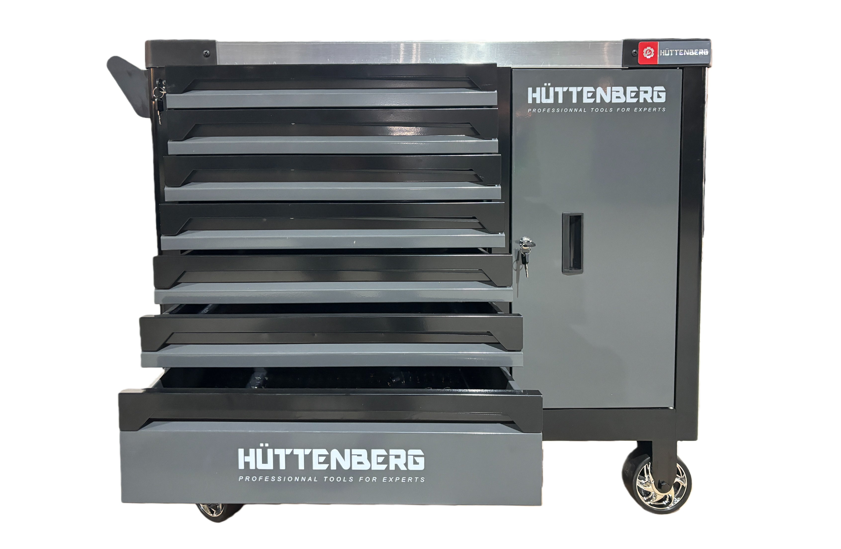 Huttenberg JUMBO – Servante d’atelier professionnelle XXL 7 tiroirs avec outillage complet – Acier 0,8 mm