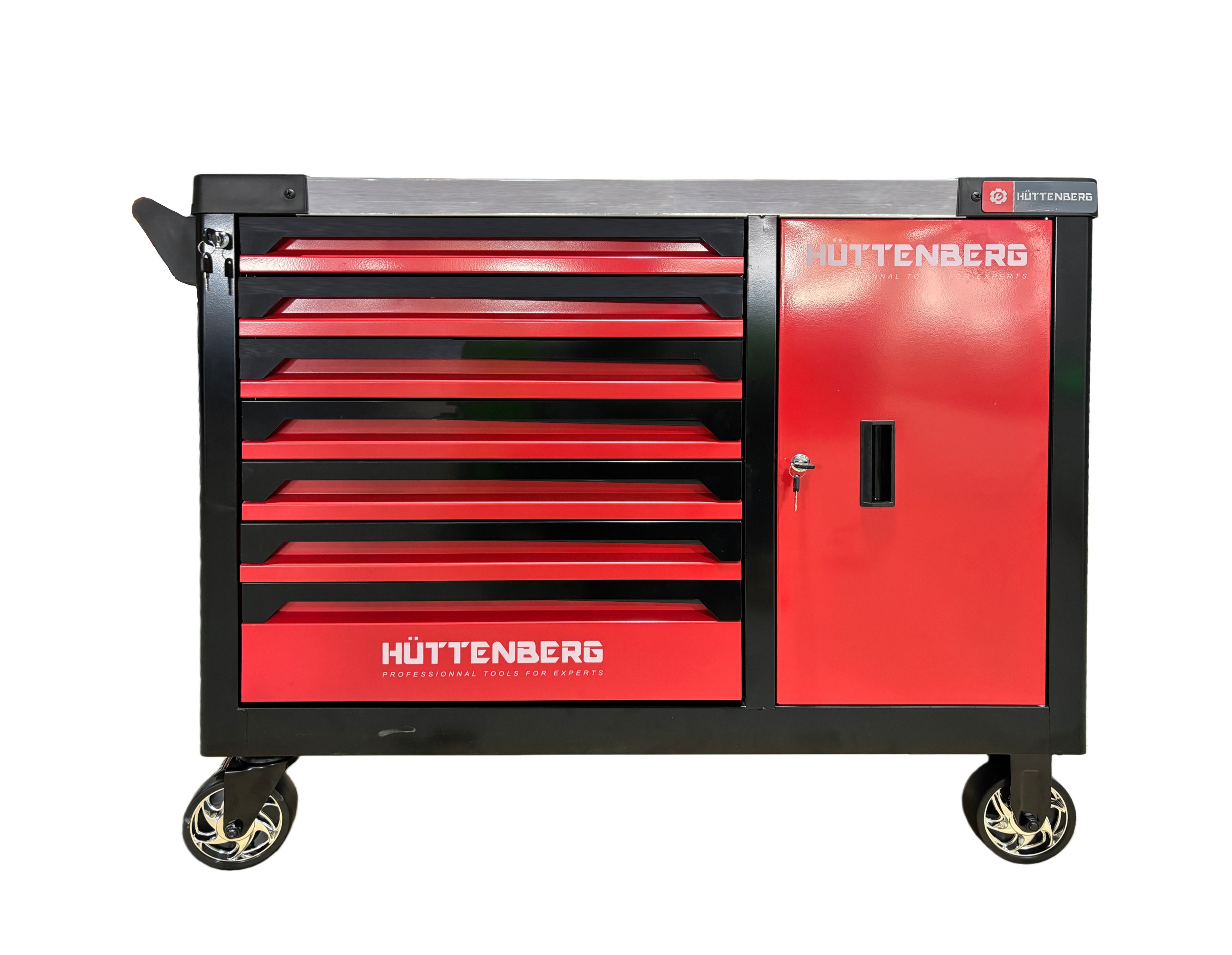 Huttenberg JUMBO – Servante d’atelier professionnelle XXL 7 tiroirs avec outillage complet – Acier 0,8 mm