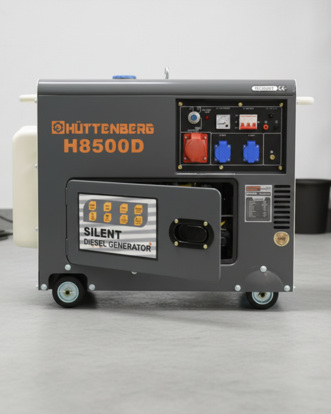 Huttenberg H8500D Groupe Électrogène Diesel 5 KVA – 5000W – Mobile – Démarrage Électrique – AVR – Alimentation de Secours