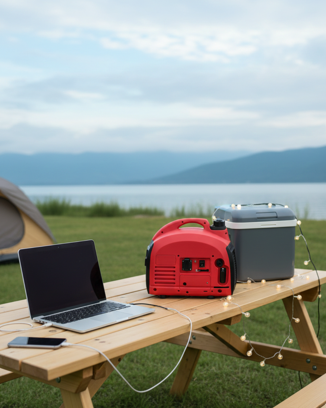 Huttenberg Groupe Électrogène Camping 800W – Générateur Mobile Essence – Silencieux & Compact – Alimentation de Secours Outdoor