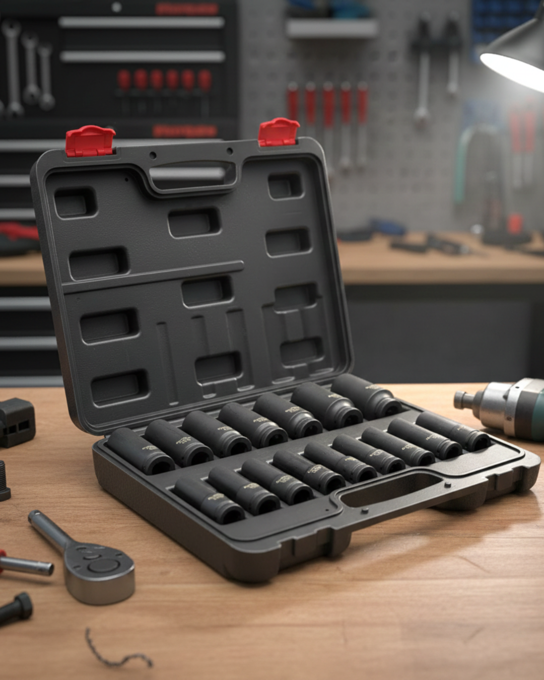 Jeu de douilles Huttenberg 1/2" impact longues 6 pans - 16 pcs