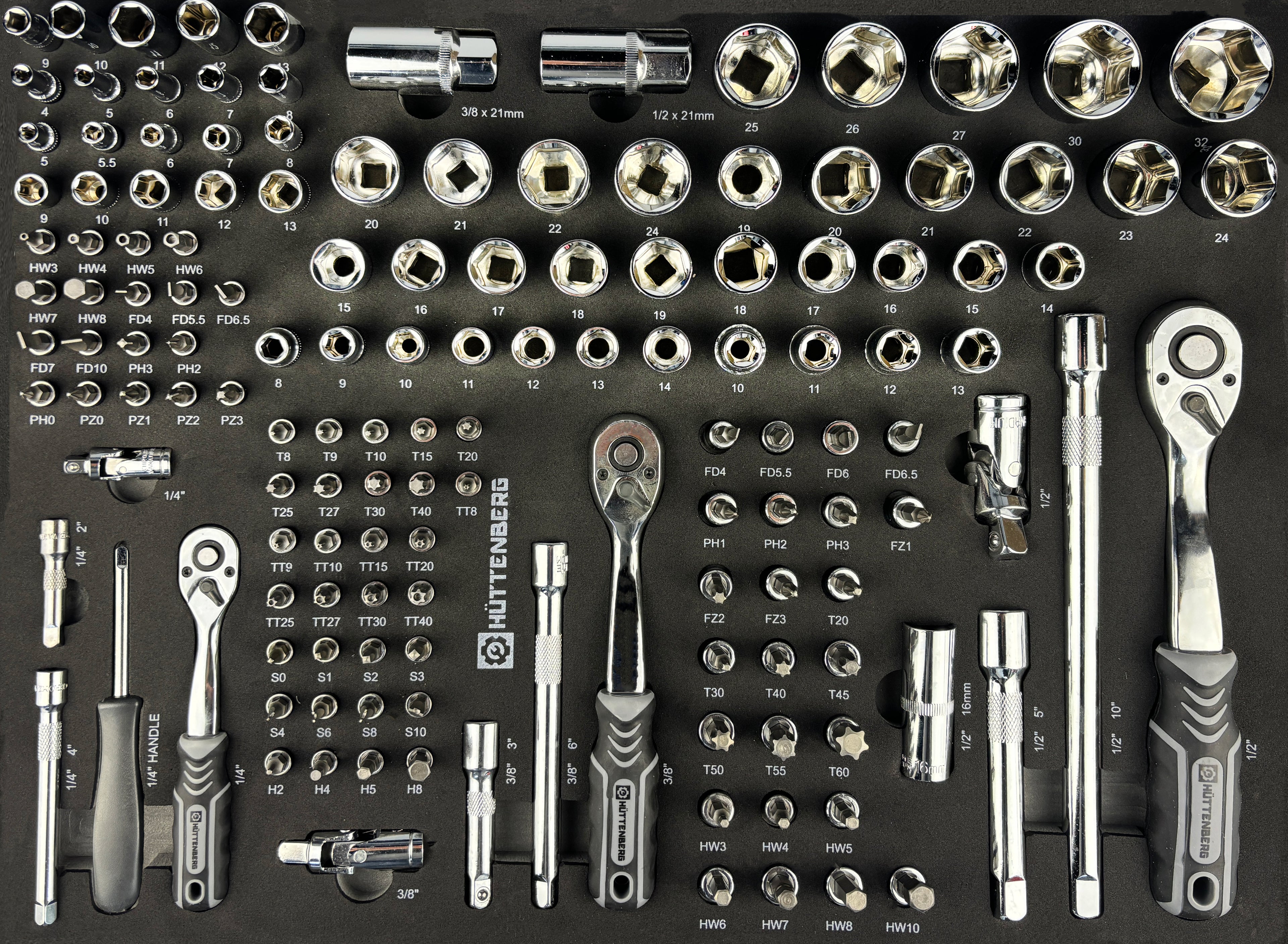 Huttenberg JUMBO – Servante d’atelier professionnelle XXL 7 tiroirs avec outillage complet – Acier 0,8 mm