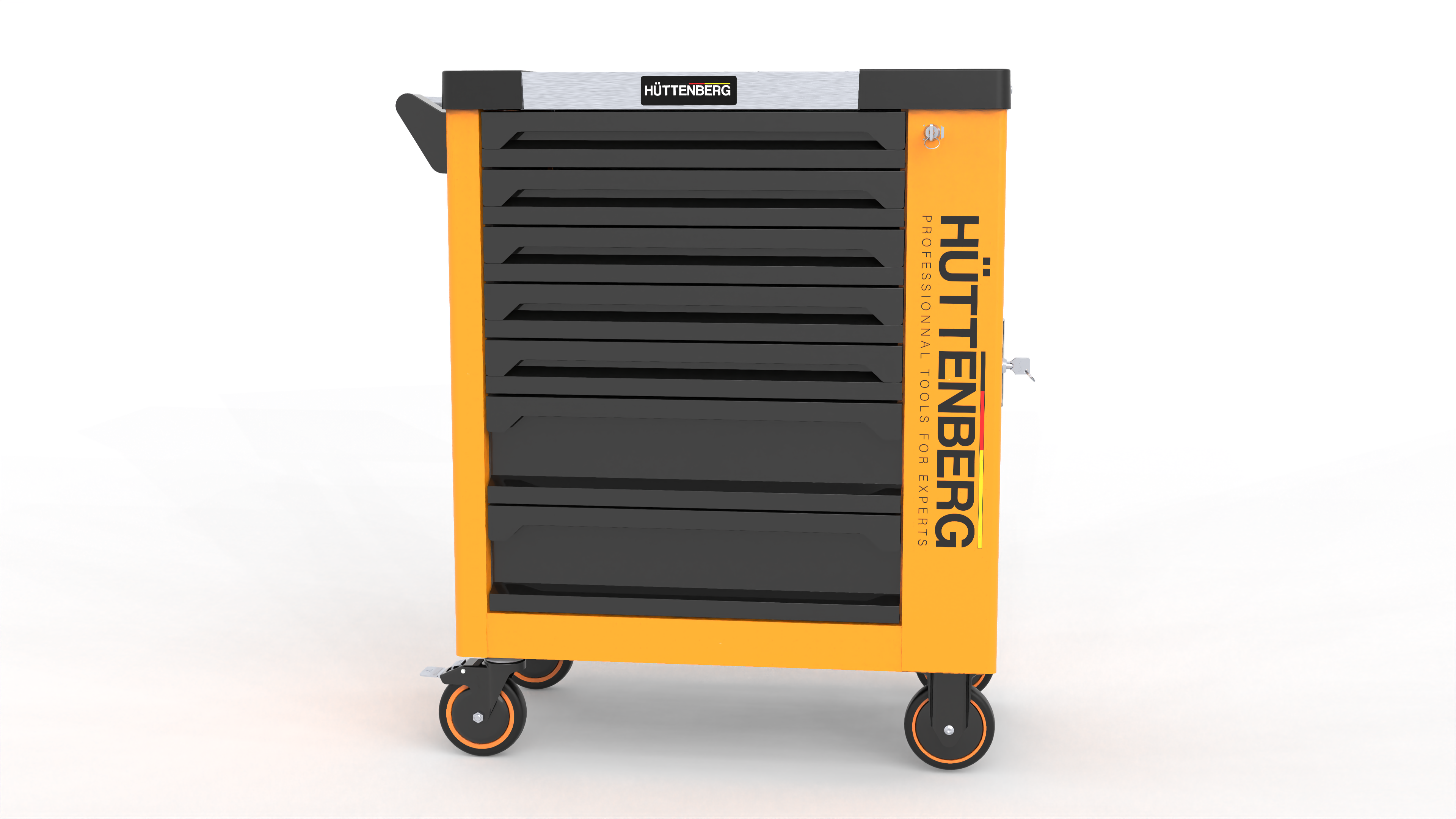 Huttenberg Servante d’Atelier 6 tiroirs rempli sur 7 avec Plan de Travail en acier – Chariot à Outils Professionnel Mobile – Atelier & Garage