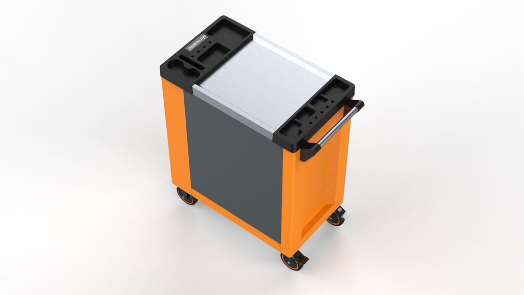 Huttenberg Servante d’Atelier 6 tiroirs rempli sur 7 avec Plan de Travail en acier – Chariot à Outils Professionnel Mobile – Atelier & Garage