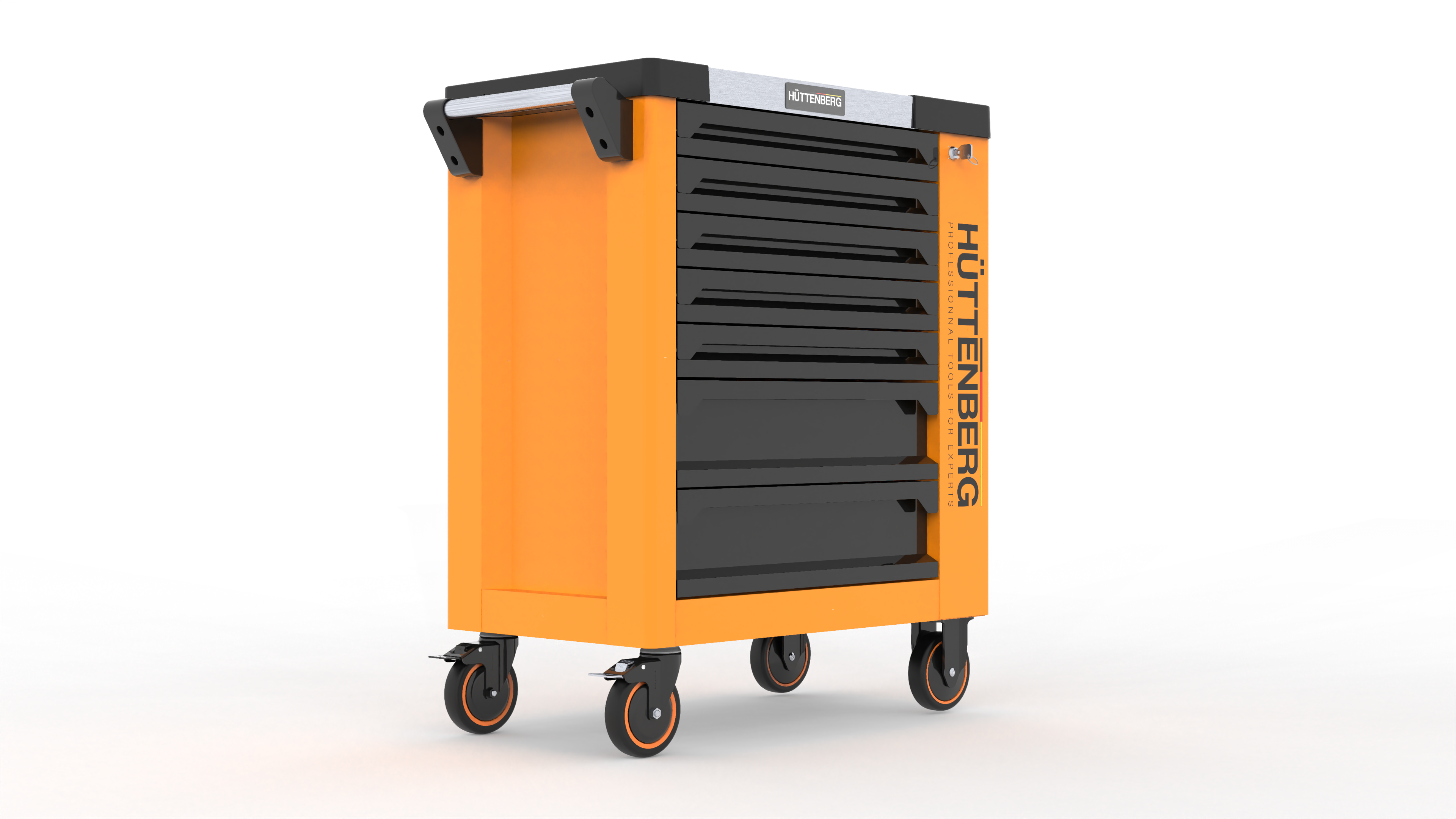 Huttenberg Servante d’Atelier 6 tiroirs rempli sur 7 avec Plan de Travail en acier – Chariot à Outils Professionnel Mobile – Atelier & Garage