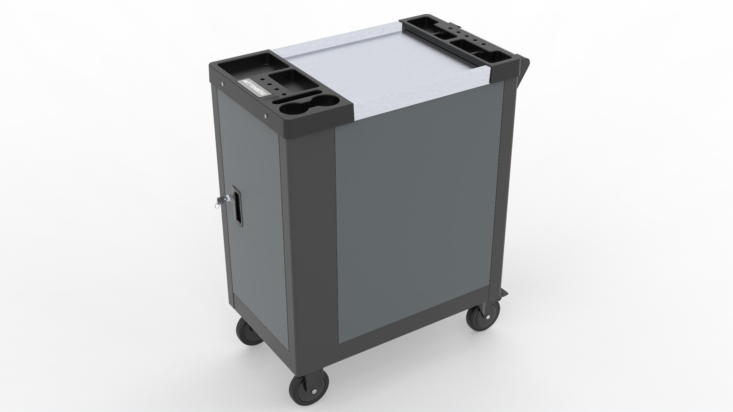 Huttenberg Servante d’Atelier 6 tiroirs rempli sur 7 avec Plan de Travail en acier – Chariot à Outils Professionnel Mobile – Atelier & Garage