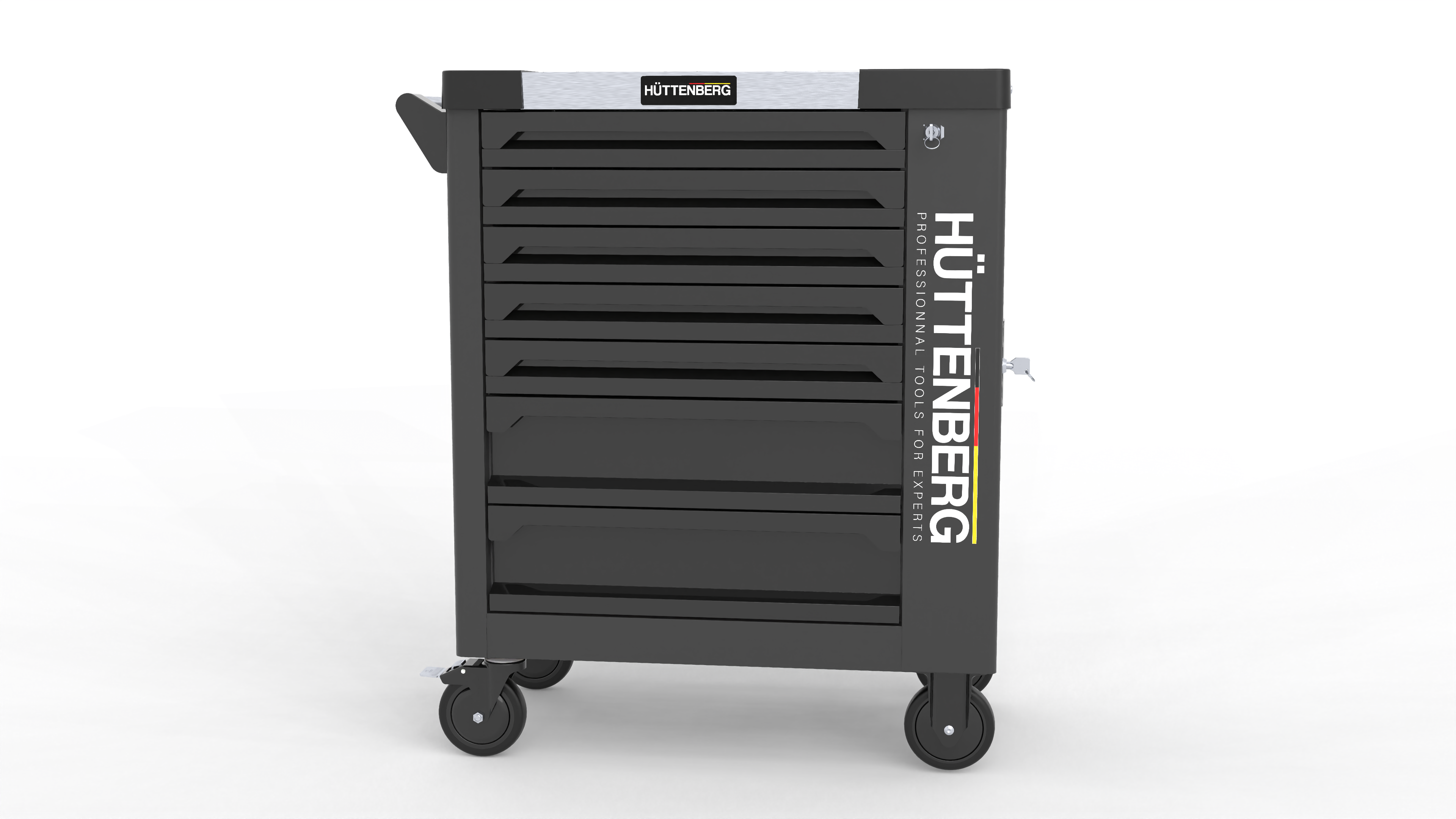 Huttenberg Servante d’Atelier 6 tiroirs rempli sur 7 avec Plan de Travail en acier – Chariot à Outils Professionnel Mobile – Atelier & Garage
