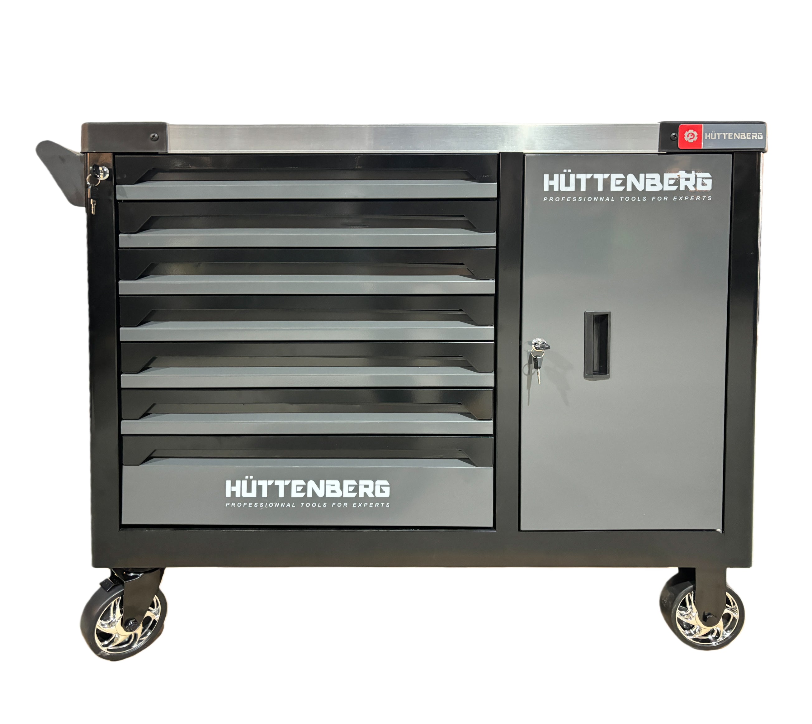 Huttenberg JUMBO – Servante d’atelier professionnelle XXL 7 tiroirs avec outillage complet – Acier 0,8 mm