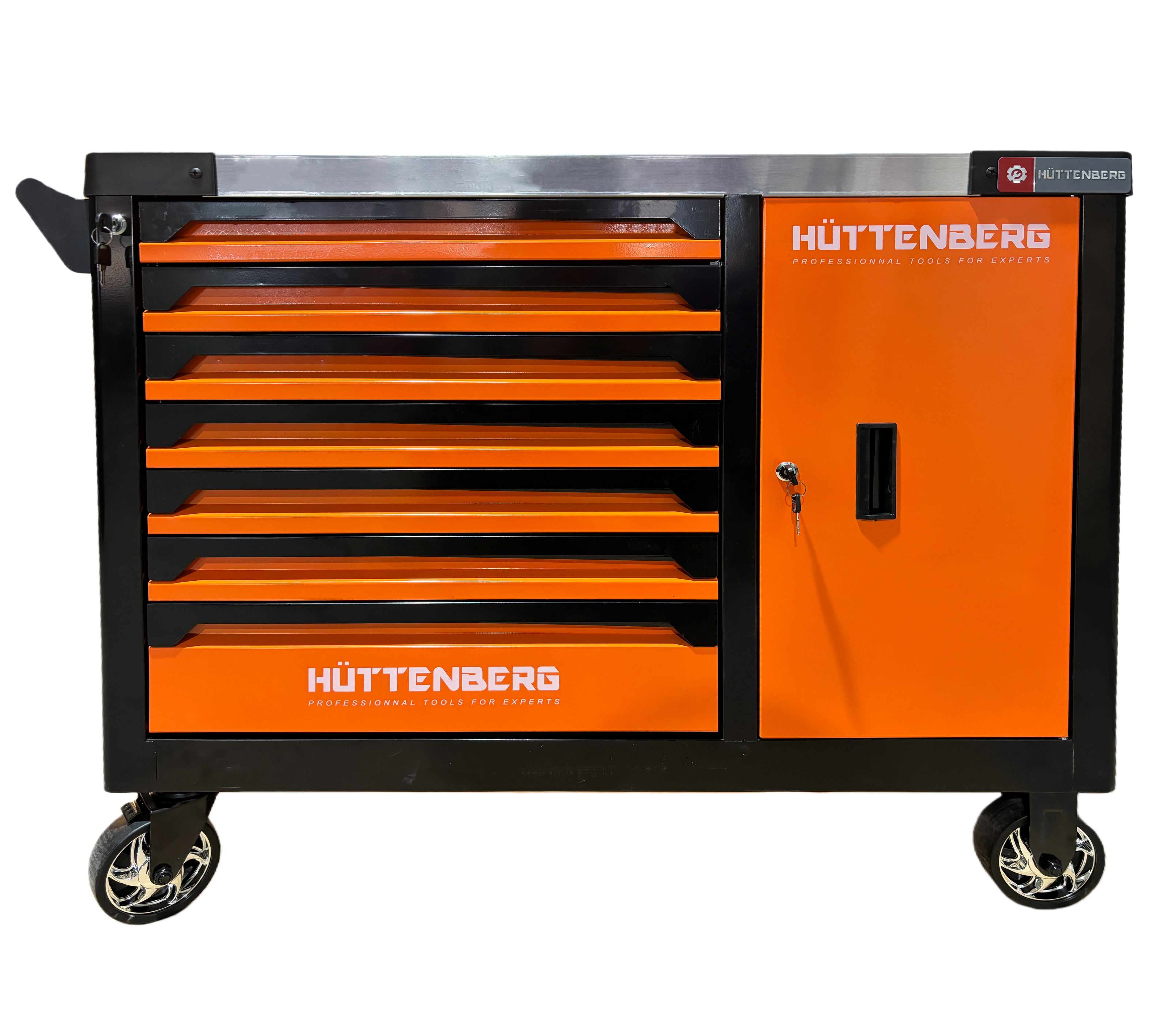 Huttenberg JUMBO – Servante d’atelier professionnelle XXL 7 tiroirs avec outillage complet – Acier 0,8 mm