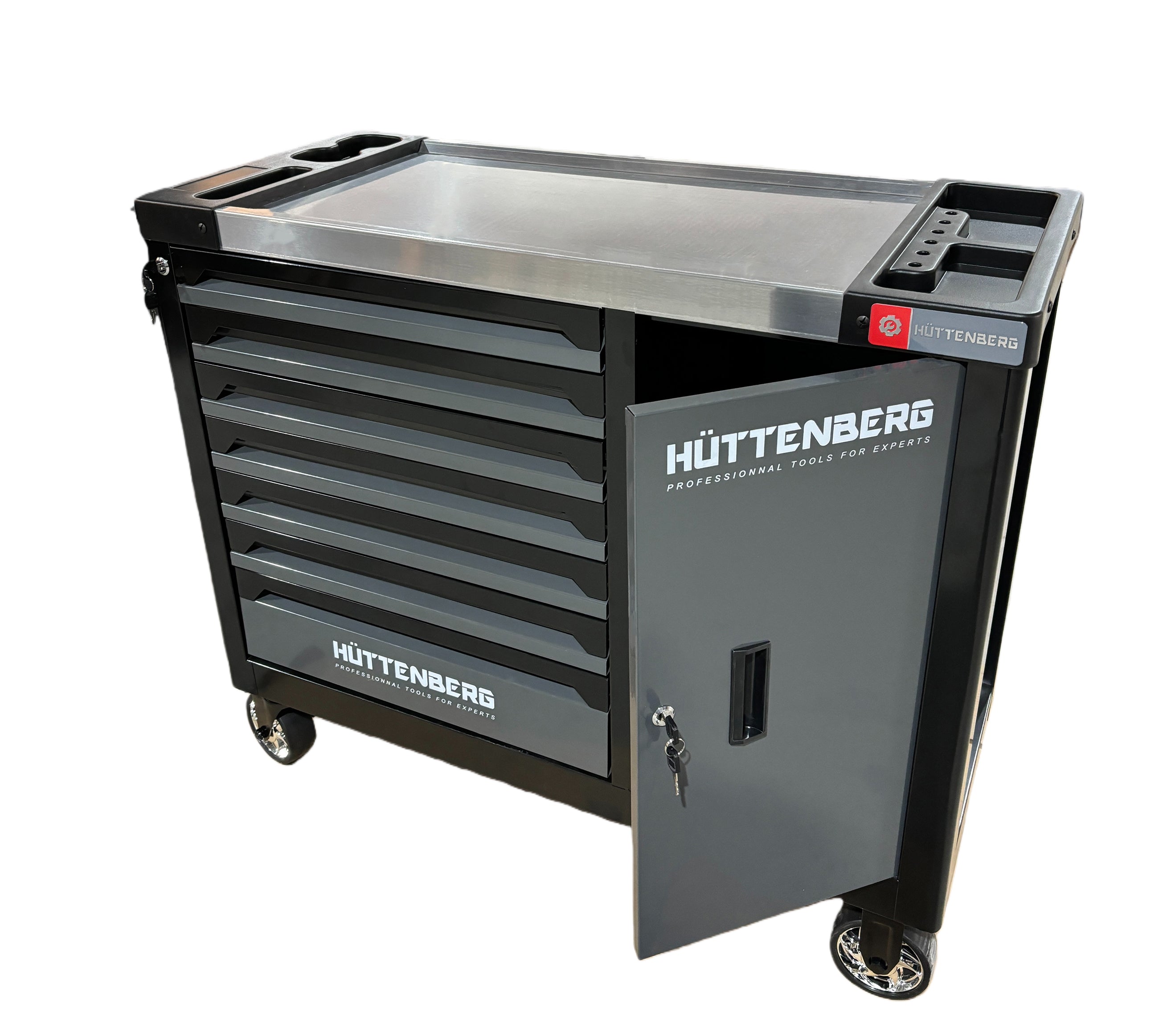 Huttenberg JUMBO – Servante d’atelier professionnelle XXL 7 tiroirs avec outillage complet – Acier 0,8 mm