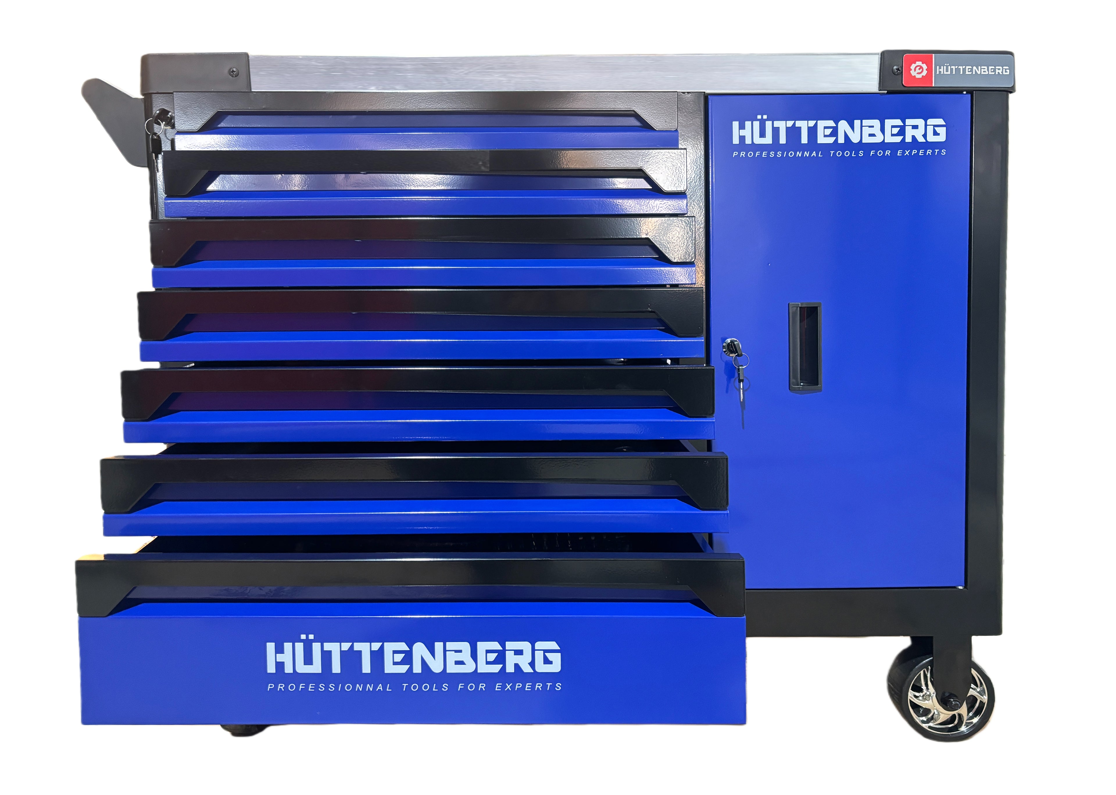 Huttenberg JUMBO – Servante d’atelier professionnelle XXL 7 tiroirs avec outillage complet – Acier 0,8 mm