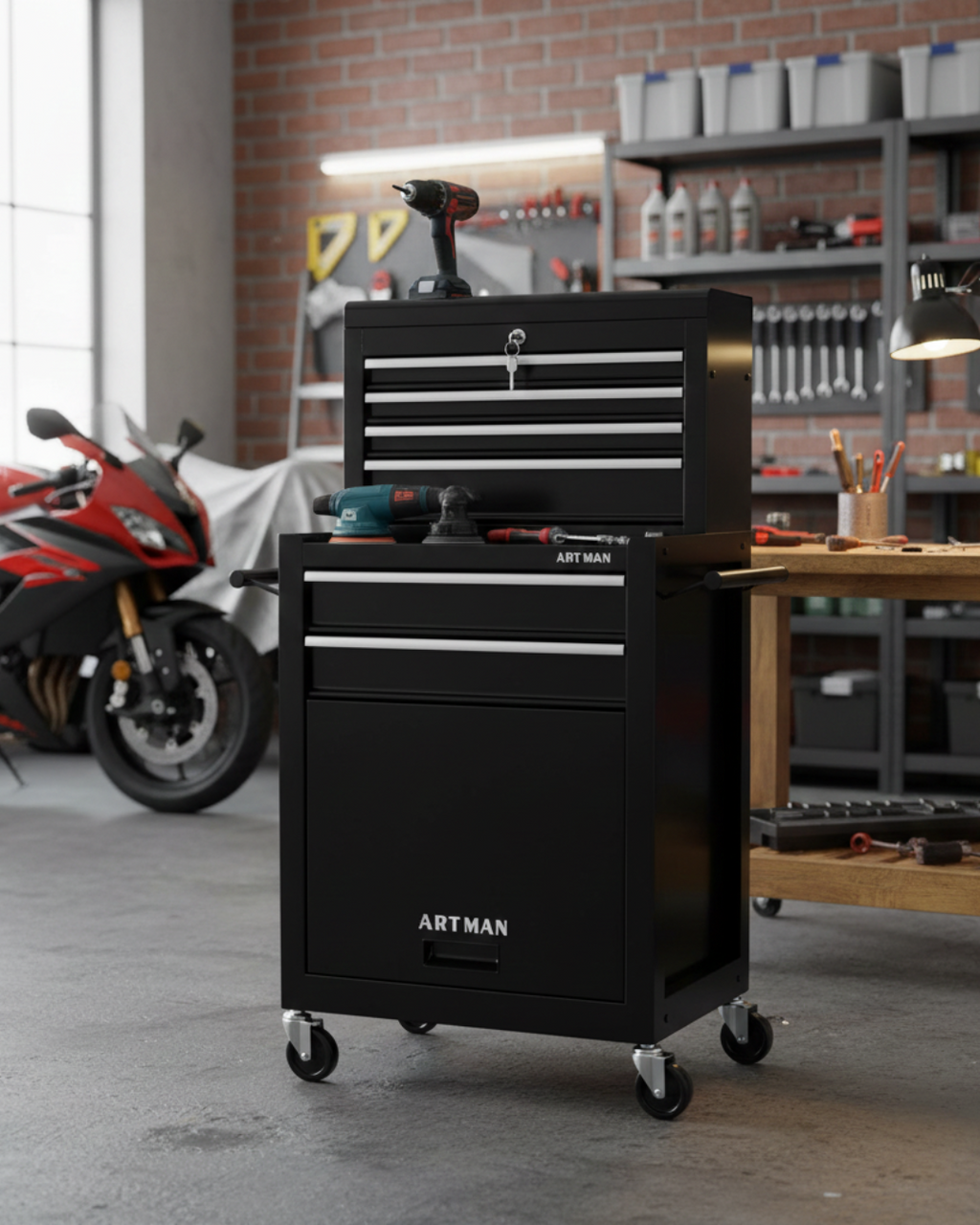 Système Modulaire Artman 531x330x1090mm Emboîtable – Noir - CD-2206SC