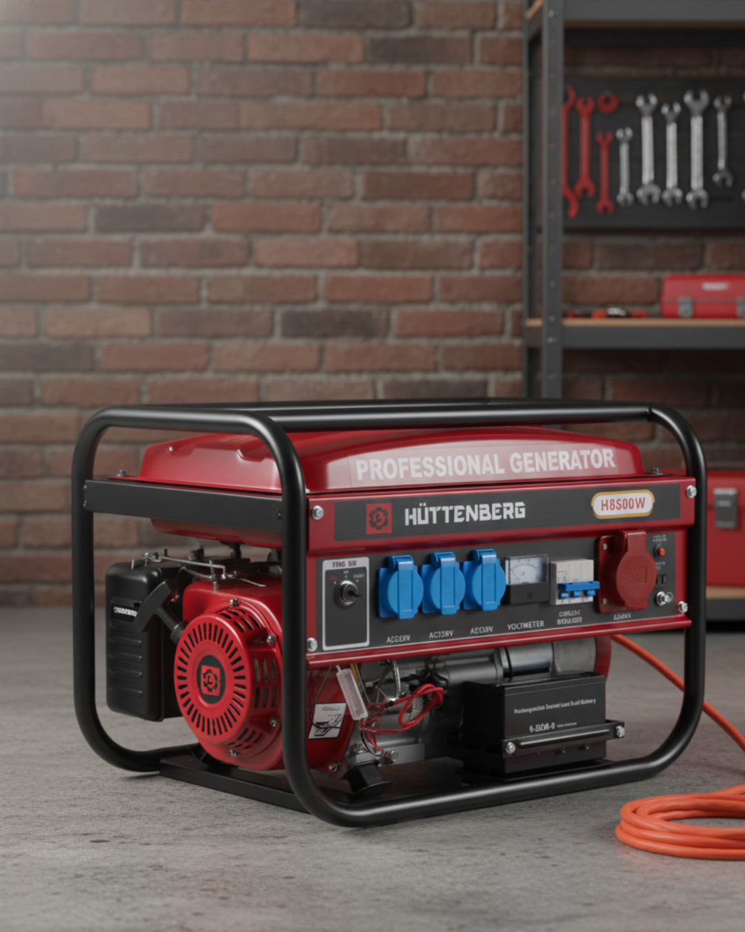 Huttenberg H8500W Groupe Électrogène Essence 8500W avec Batterie – Démarrage Électrique – Prises 220V / 380V – Usage Maison, Atelier & Extérieur