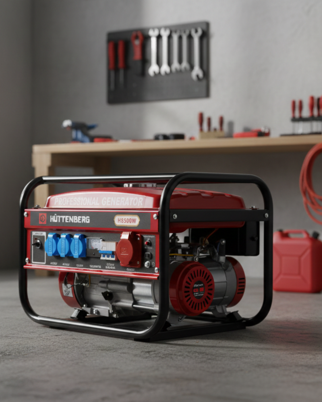 Groupe électrogène à essence Huttenberg H8500W Hand Start – Générateur 2500 W – Alimentation de secours maison, chantier & plein air