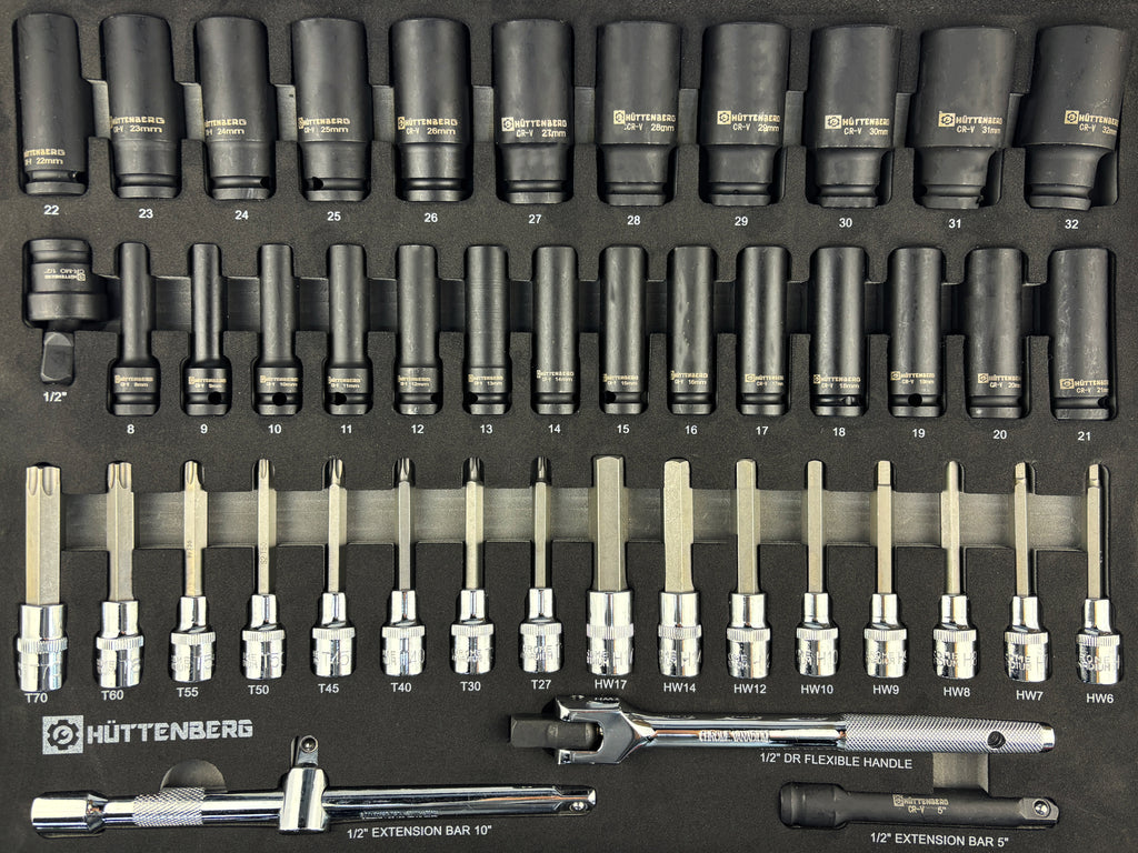 Huttenberg JUMBO – Servante d’atelier professionnelle XXL 7 tiroirs avec outillage complet – Acier 0,8 mm