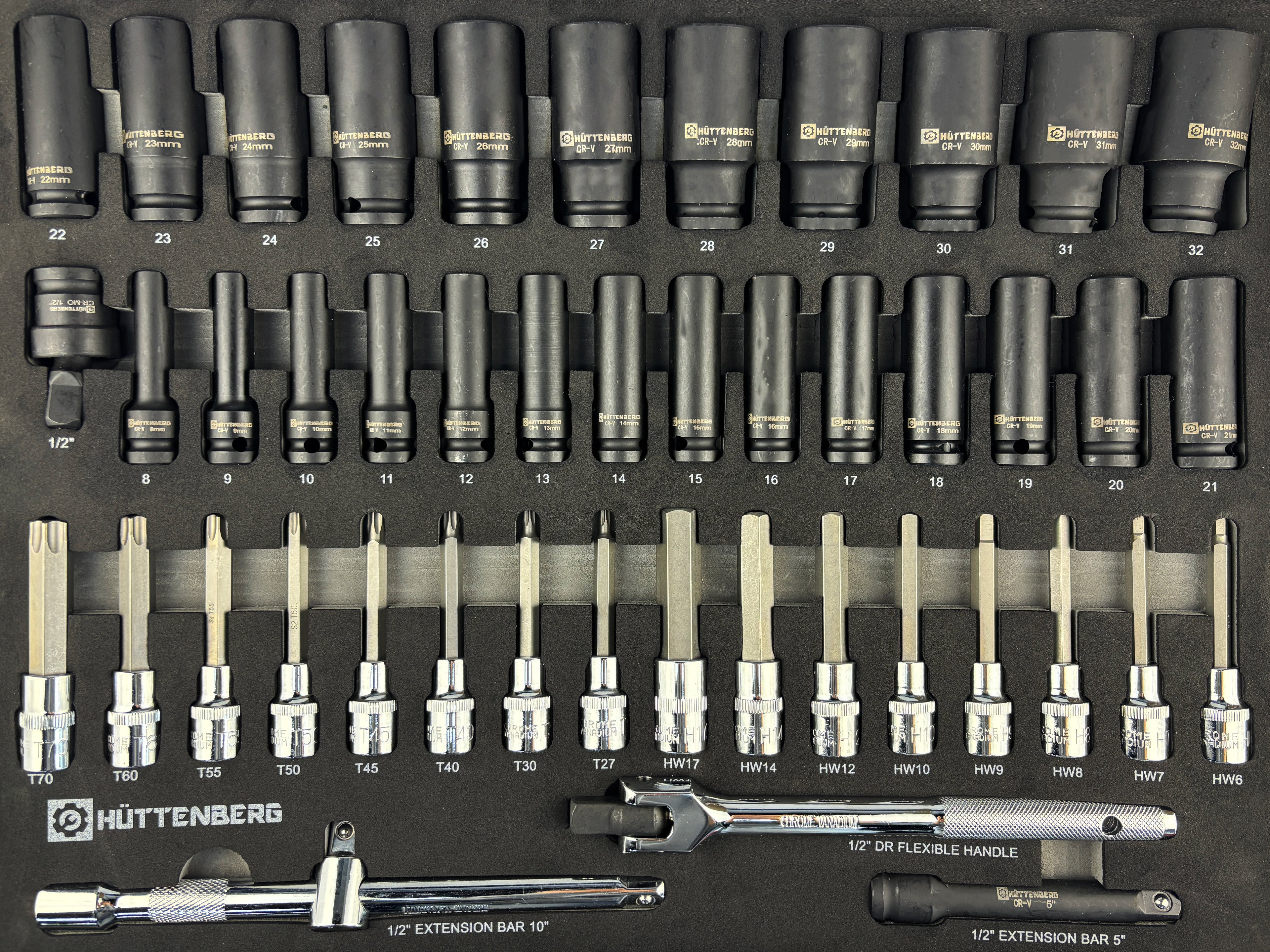 Huttenberg JUMBO – Servante d’atelier professionnelle XXL 7 tiroirs avec outillage complet – Acier 0,8 mm